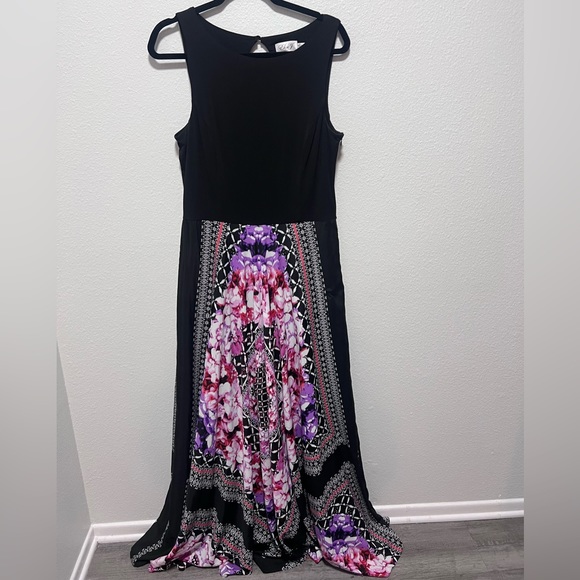 Eliza J Plus Size Black Pink White Floral Evening Gown Size 16